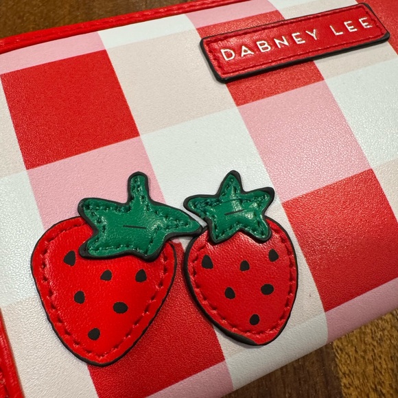 Dabney Lee Red Plaid Wallet with Strawberry Design - Picture 3 of 9